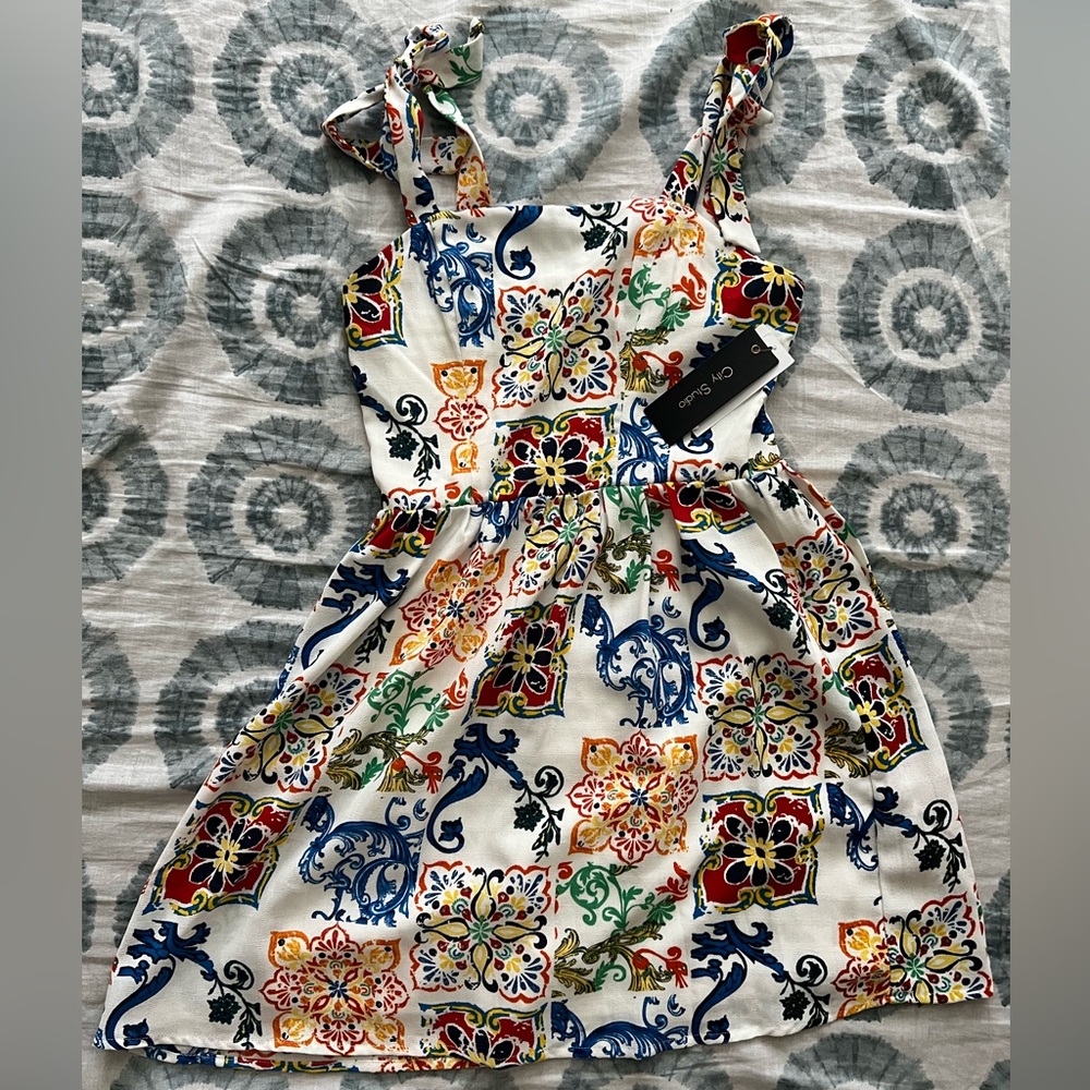 City Studio Multicolor Patterned Mini Dress